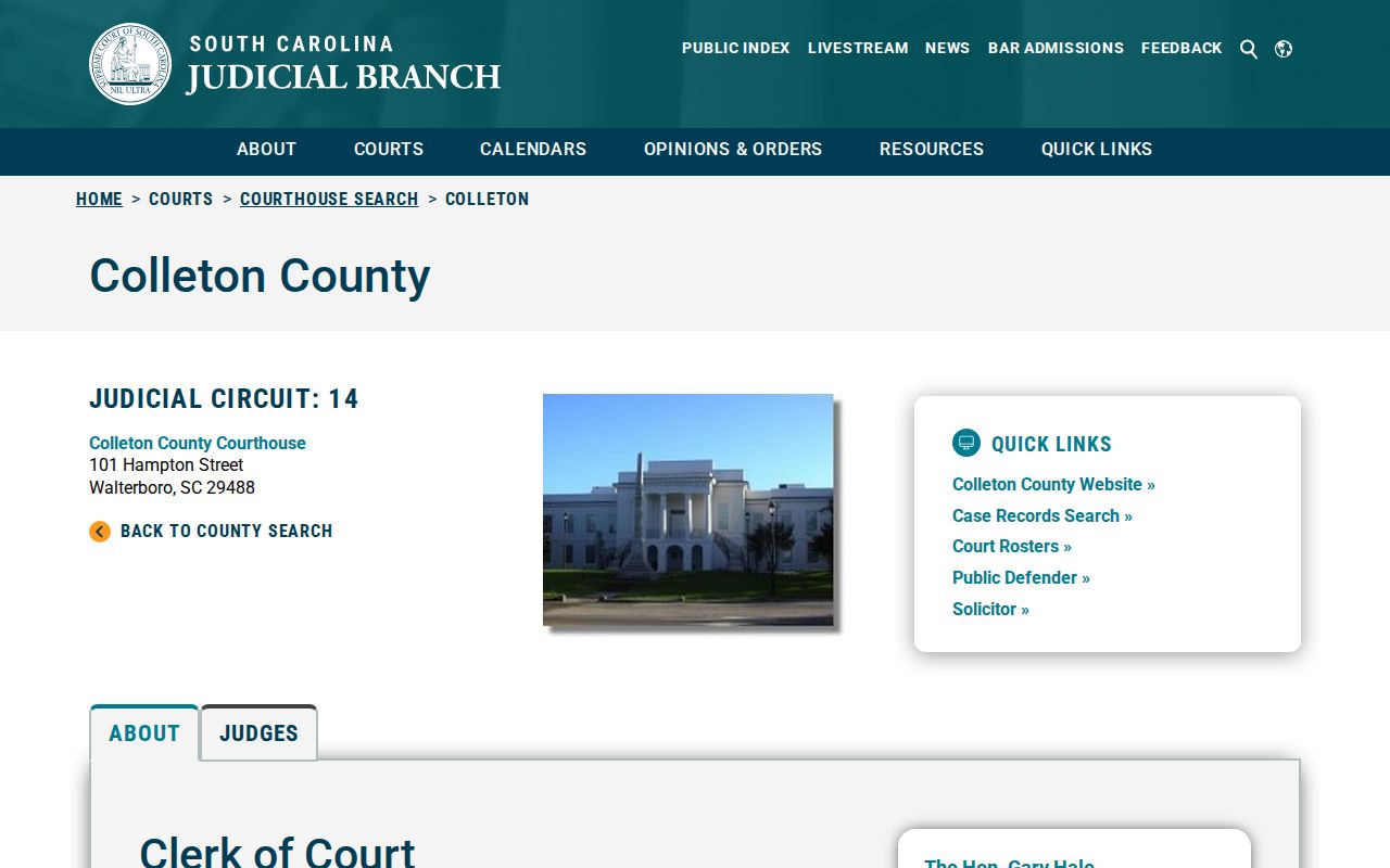 Colleton County city court warrant route through the Judicial Circuit court offices