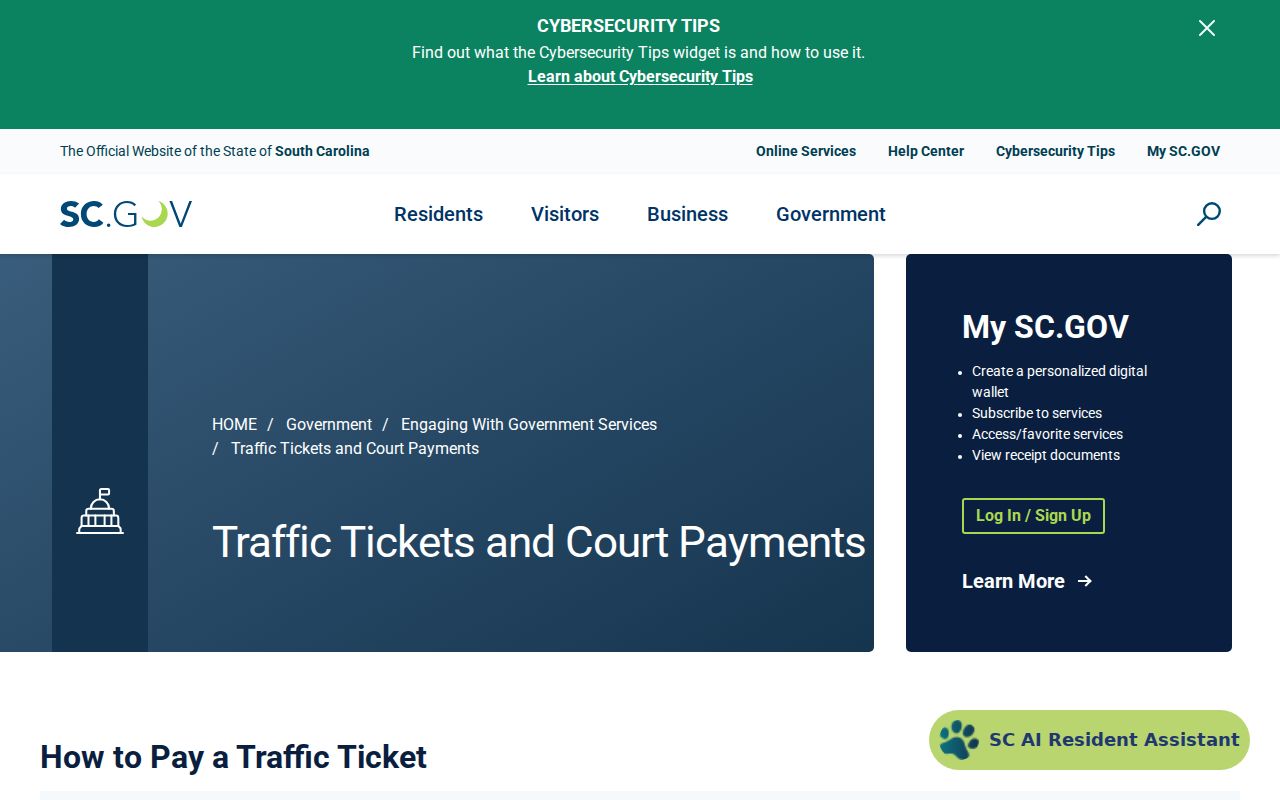Colleton County traffic warrant ticket search with the county and municipality selector