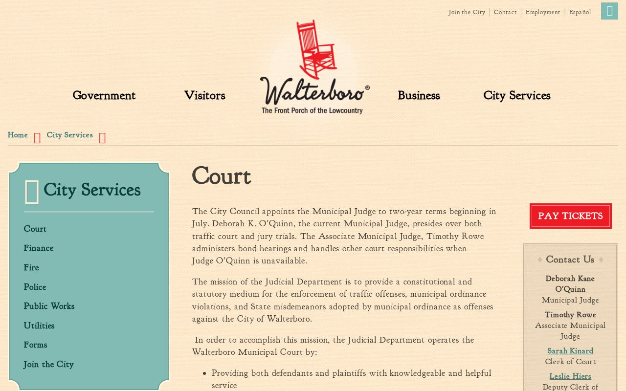 Colleton County Walterboro municipal warrant contact and court record links