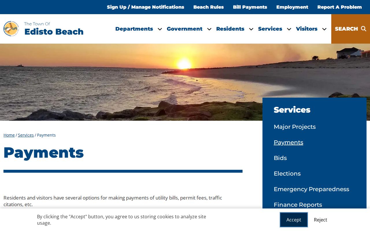 Colleton County Edisto Beach warrant payment options through the town AllPaid page